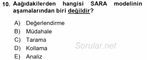 Suç Önleme Modelleri 2016 - 2017 3 Ders Sınavı 10.Soru