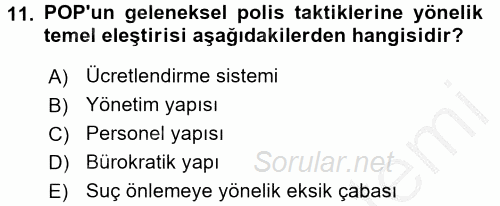 Suç Önleme Modelleri 2016 - 2017 3 Ders Sınavı 11.Soru