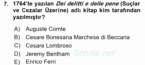 Suç Önleme Modelleri 2016 - 2017 3 Ders Sınavı 7.Soru