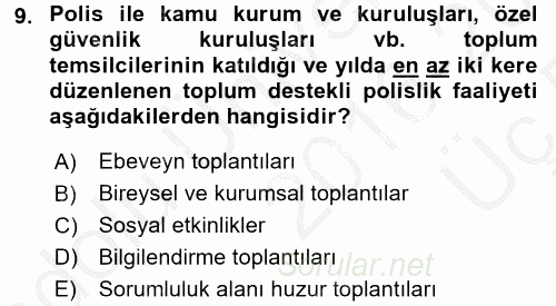 Suç Önleme Modelleri 2016 - 2017 3 Ders Sınavı 9.Soru