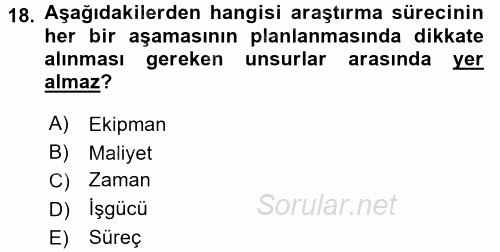 İletişim Araştırmaları 2017 - 2018 Dönem Sonu Sınavı 18.Soru