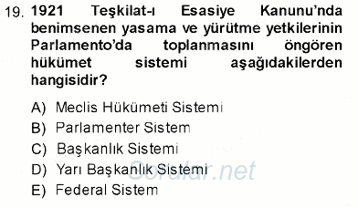 Hukukun Temel Kavramları 2013 - 2014 Dönem Sonu Sınavı 19.Soru