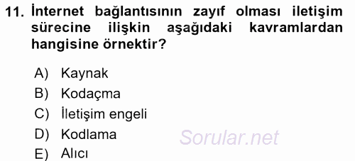 Temel Bilgi Teknolojileri 2 2015 - 2016 Tek Ders Sınavı 11.Soru