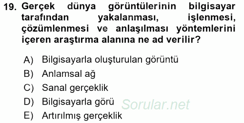 Temel Bilgi Teknolojileri 2 2015 - 2016 Tek Ders Sınavı 19.Soru