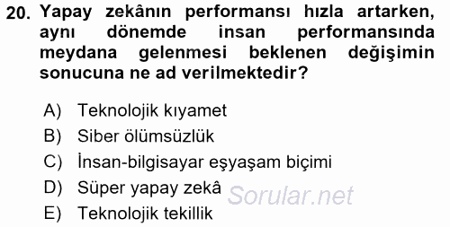 Temel Bilgi Teknolojileri 2 2015 - 2016 Tek Ders Sınavı 20.Soru