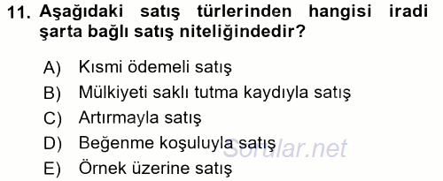 Medeni Hukuk 2 2016 - 2017 Dönem Sonu Sınavı 11.Soru