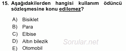 Medeni Hukuk 2 2016 - 2017 Dönem Sonu Sınavı 15.Soru