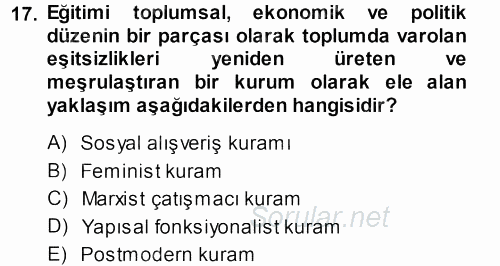 Türkiye´nin Toplumsal Yapısı 2013 - 2014 Ara Sınavı 17.Soru Türkiye´nin Toplumsal Yapısı 2013 - 2014 Ara Sınavı 17.Soru
