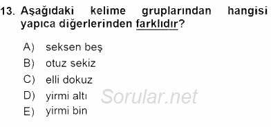 Türkçe Cümle Bilgisi 1 2016 - 2017 Ara Sınavı 13.Soru