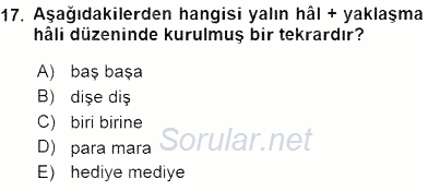 Türkçe Cümle Bilgisi 1 2016 - 2017 Ara Sınavı 17.Soru