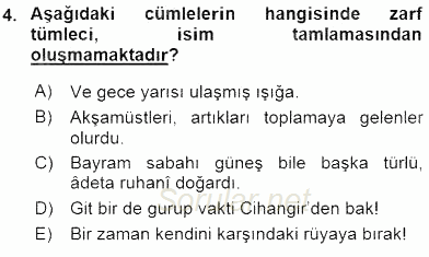Türkçe Cümle Bilgisi 1 2016 - 2017 Ara Sınavı 4.Soru