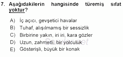 Türkçe Cümle Bilgisi 1 2016 - 2017 Ara Sınavı 7.Soru