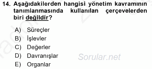 Sağlık Kurumları Yönetimi 1 2016 - 2017 3 Ders Sınavı 14.Soru