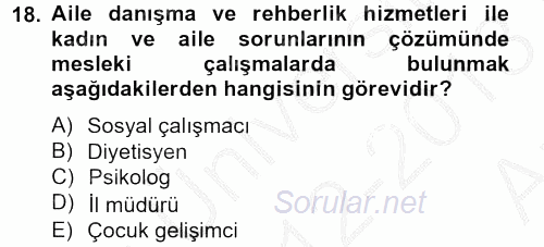 Sosyal Hizmet Yönetimi 2012 - 2013 Ara Sınavı 18.Soru