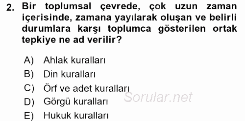 Hukukun Temel Kavramları 1 2017 - 2018 Ara Sınavı 2.Soru