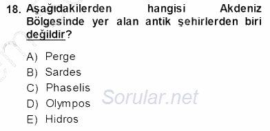 Turizm Coğrafyası 2013 - 2014 Dönem Sonu Sınavı 18.Soru