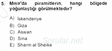 Turizm Coğrafyası 2013 - 2014 Dönem Sonu Sınavı 5.Soru