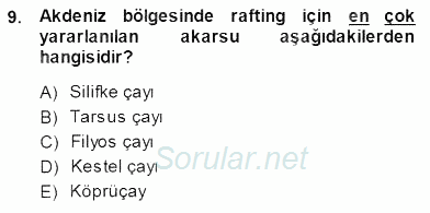 Turizm Coğrafyası 2013 - 2014 Dönem Sonu Sınavı 9.Soru