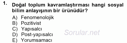 Siyaset Sosyolojisi 2012 - 2013 Dönem Sonu Sınavı 1.Soru