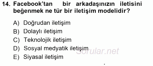 Siyaset Sosyolojisi 2012 - 2013 Dönem Sonu Sınavı 14.Soru