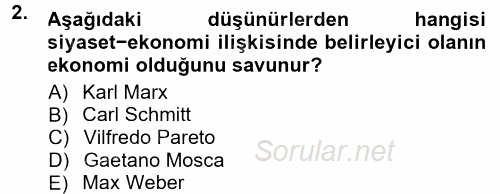 Siyaset Sosyolojisi 2012 - 2013 Dönem Sonu Sınavı 2.Soru
