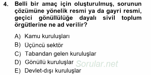 Siyaset Sosyolojisi 2012 - 2013 Dönem Sonu Sınavı 4.Soru
