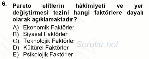 Siyaset Sosyolojisi 2012 - 2013 Dönem Sonu Sınavı 6.Soru