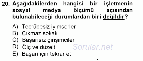 Sosyal Medya 2012 - 2013 Dönem Sonu Sınavı 20.Soru