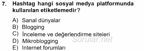 Sosyal Medya 2012 - 2013 Dönem Sonu Sınavı 7.Soru