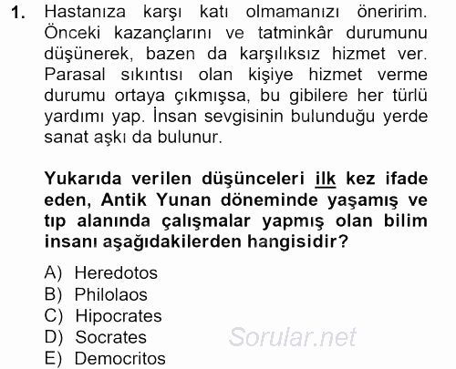 Bilim ve Teknoloji Tarihi 2012 - 2013 Dönem Sonu Sınavı 1.Soru