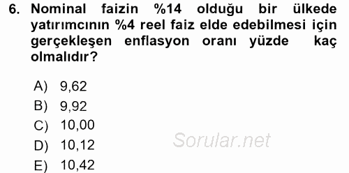 Finans Matematiği 2017 - 2018 3 Ders Sınavı 6.Soru