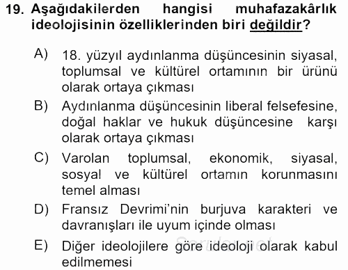 Sosyolojiye Giriş 2016 - 2017 Ara Sınavı 19.Soru