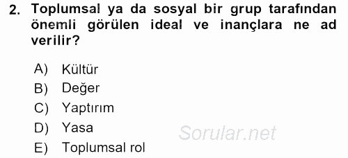 Sosyolojiye Giriş 2016 - 2017 Ara Sınavı 2.Soru