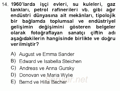 Fotoğraf Tarihi 2012 - 2013 Dönem Sonu Sınavı 14.Soru