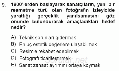 Fotoğraf Tarihi 2012 - 2013 Dönem Sonu Sınavı 9.Soru