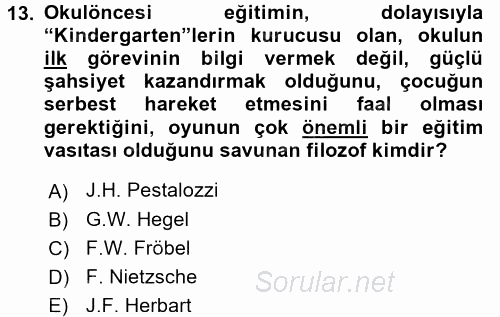 Eğitim Tarihi 2016 - 2017 Dönem Sonu Sınavı 13.Soru