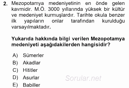 Eğitim Tarihi 2016 - 2017 Dönem Sonu Sınavı 2.Soru