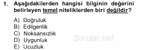 Sağlık Kurumlarında Bilgi Sistemleri 2014 - 2015 Tek Ders Sınavı 1.Soru