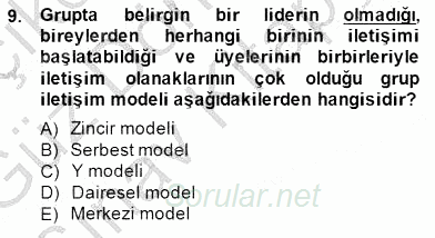 İletişim Bilgisi 2014 - 2015 Dönem Sonu Sınavı 9.Soru