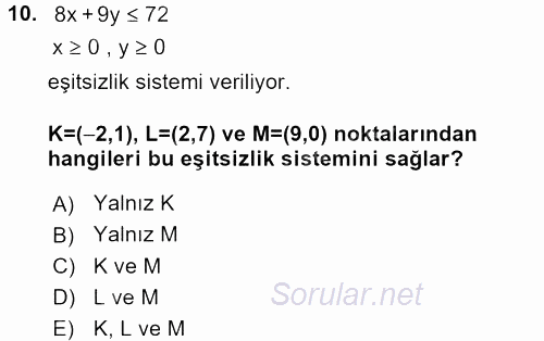 Matematik 2 2016 - 2017 Ara Sınavı 10.Soru