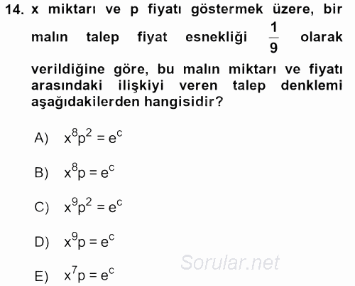 Matematik 2 2016 - 2017 Ara Sınavı 14.Soru