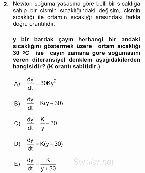 Matematik 2 2016 - 2017 Ara Sınavı 2.Soru