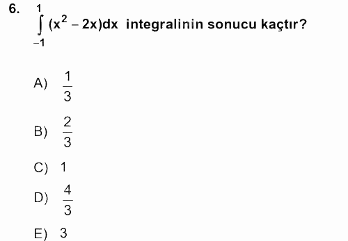 Matematik 2 2016 - 2017 Ara Sınavı 6.Soru