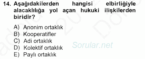 Borçlar Hukuku 2012 - 2013 Dönem Sonu Sınavı 14.Soru