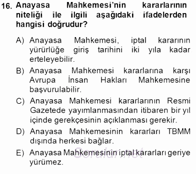Hukukun Temel Kavramları 1 2014 - 2015 Ara Sınavı 16.Soru