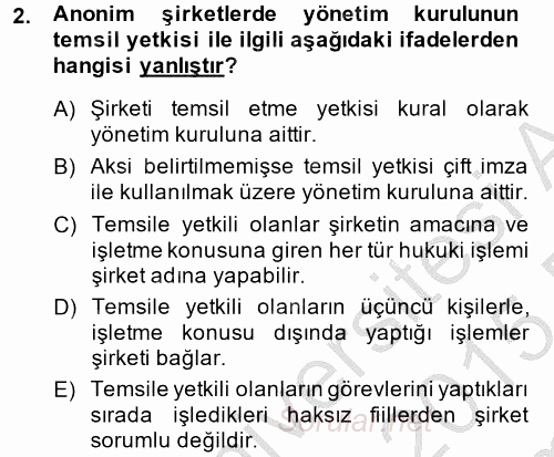 Ticaret Hukuku 2 2014 - 2015 Dönem Sonu Sınavı 2.Soru Ticaret Hukuku 2 2014 - 2015 Dönem Sonu Sınavı 2.Soru