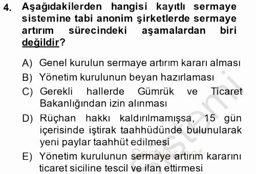 Ticaret Hukuku 2 2014 - 2015 Dönem Sonu Sınavı 4.Soru Ticaret Hukuku 2 2014 - 2015 Dönem Sonu Sınavı 4.Soru