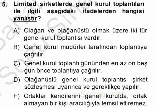 Ticaret Hukuku 2 2014 - 2015 Dönem Sonu Sınavı 5.Soru Ticaret Hukuku 2 2014 - 2015 Dönem Sonu Sınavı 5.Soru
