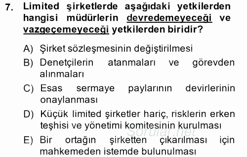 Ticaret Hukuku 2 2014 - 2015 Dönem Sonu Sınavı 7.Soru Ticaret Hukuku 2 2014 - 2015 Dönem Sonu Sınavı 7.Soru