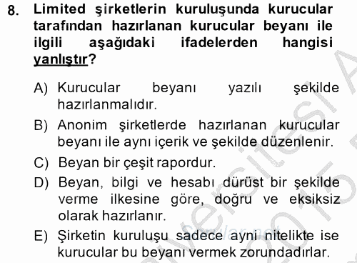 Ticaret Hukuku 2 2014 - 2015 Dönem Sonu Sınavı 8.Soru Ticaret Hukuku 2 2014 - 2015 Dönem Sonu Sınavı 8.Soru